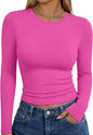 Trendy Queen women's long sleeve T-shirt with fall fashion design, basic Y2K style, shown on a model against a neutral background.