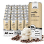 Slate Milk high protein milk shakes and iced coffees in chocolate, mocha, vanilla flavors, lactose free, 20g protein, 11 fl oz cans