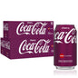 Coca-Cola Cherry soda soft drink cans, 12 fl oz, 12-pack, featuring red and black branding and cherry flavor graphics.