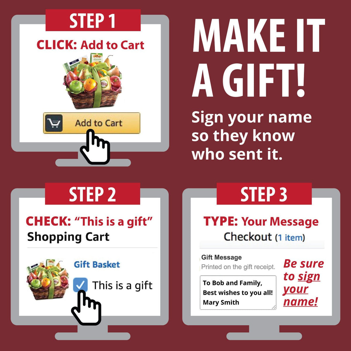 A Gift Inside fruit gift basket with fresh Comice, Bosc, and Crimson Red pears in a decorative box for gifting occasions.