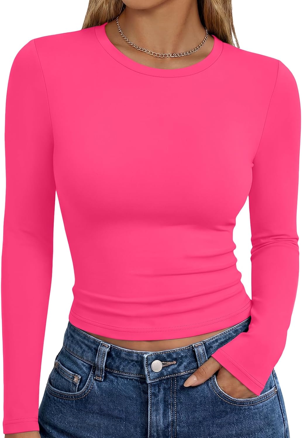 Trendy Queen women's long sleeve T-shirt with fall fashion Y2K style, basic design, perfect for casual autumn outfits.
