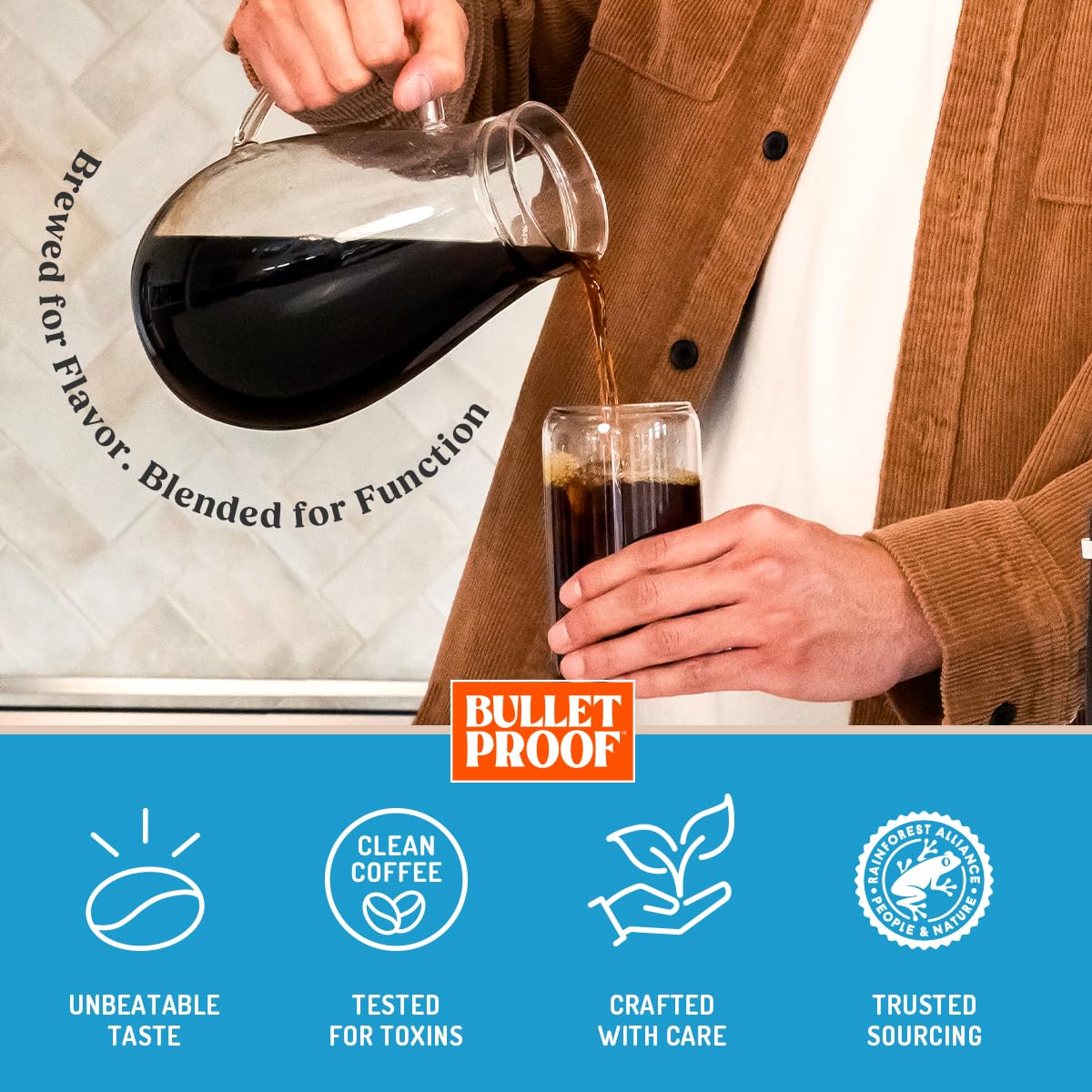 Bulletproof Original Cold Brew Coffee ground medium roast in 12 oz bag, coarse ground for smooth cold brew brewing.