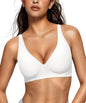 OEAK women's wireless jelly bralette with deep V neckline, comfy push-up T-shirt bra, soft and seamless for everyday wear