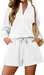 KISSMODA women’s lounge set with matching sweattop and shorts, comfortable casual outfit for relaxing or lounging at home.