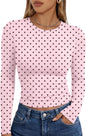 Trendy Queen women's long sleeve T-shirt with fall fashion Y2K style, basic casual top, versatile for autumn wear.