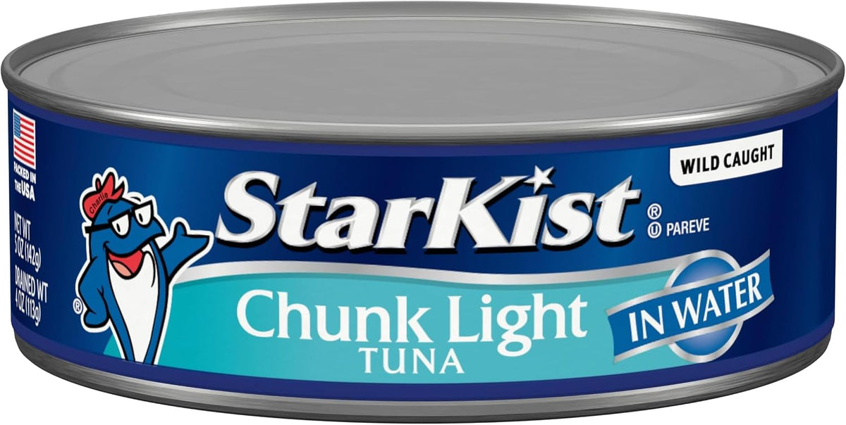 StarKist Chunk Light Tuna in Water canned seafood pack with 8, 5oz cans, ready for pantry storage and meal prep.