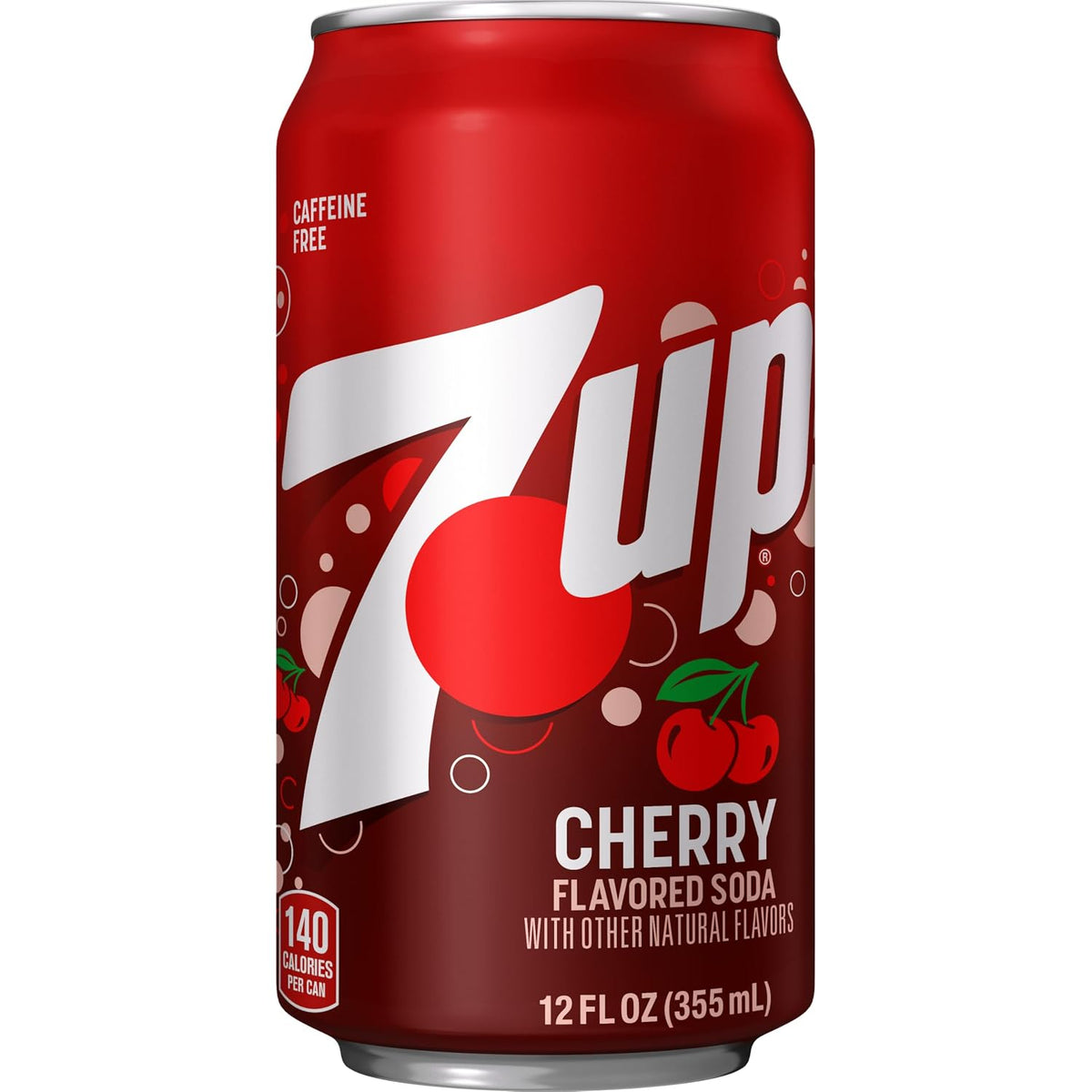 12-pack of Dr Pepper 7UP Cherry Flavored Soda cans, 12 fl oz each, featuring red cherry beverage in aluminum cans.