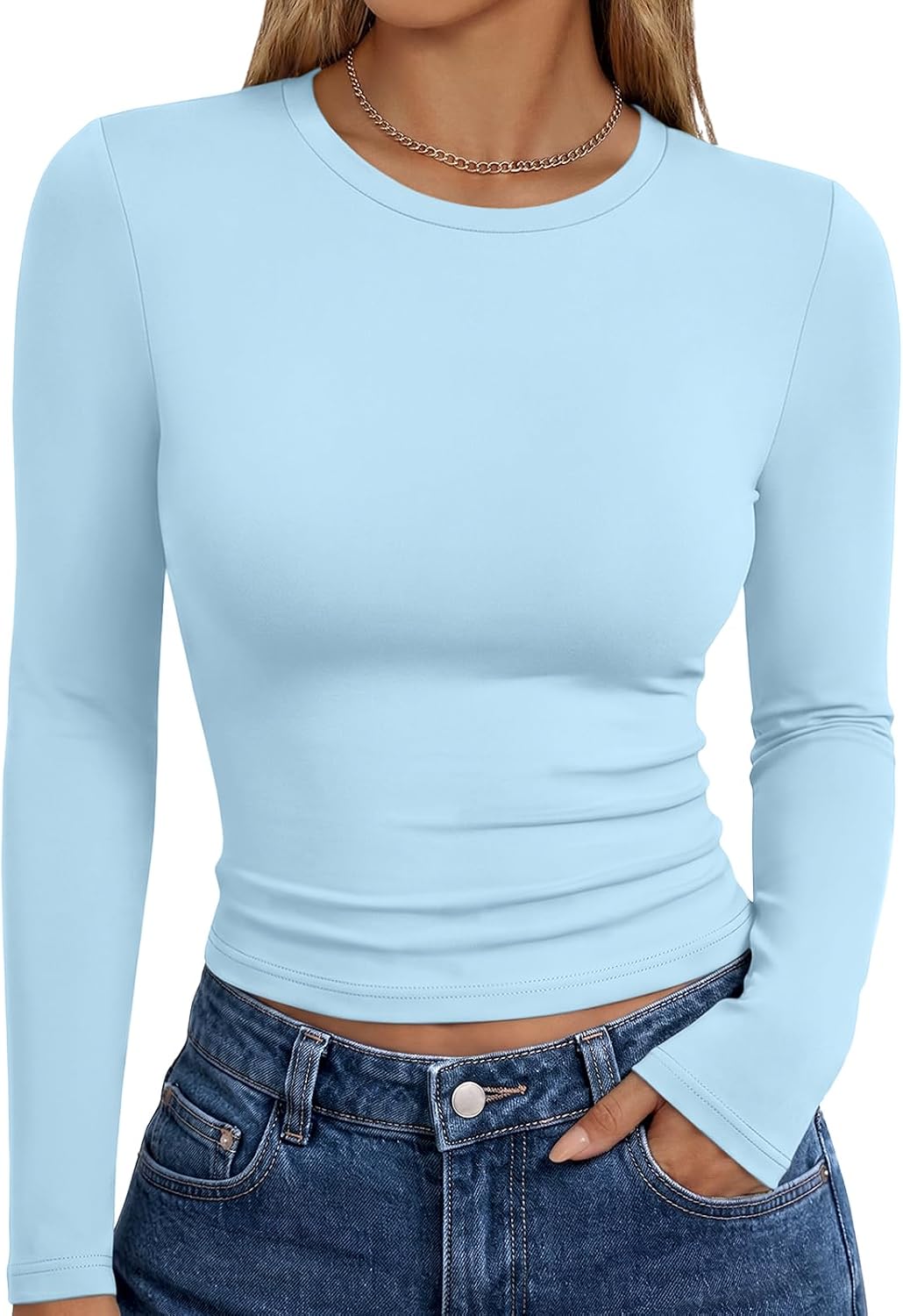 Trendy Queen long sleeve T-shirt for women in fall fashion, featuring basic Y2K style in a casual, trendy design.