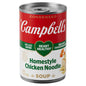 Campbell's Homestyle Chicken Noodle Soup in 10.5 oz can, pack of 12, with image of the soup can featuring the Campbell's logo.