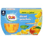 Canned Dole pineapple tidbits and tropical fruit in 4 oz bowls, 12-pack, showing colorful fruit pieces in clear bowls