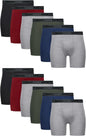 Hanes men's boxer briefs pack featuring cool, breathable cotton moisture-wicking underwear with a no ride-up fit.