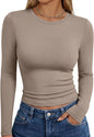 Trendy Queen women's long sleeve T-shirt with fall fashion Y2K style, basic casual top perfect for autumn outfits.