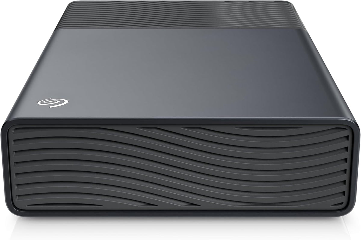 Black Seagate Portable 1TB external hard drive with USB 3.0, compact design, suitable for PC, Mac, PlayStation, and Xbox.