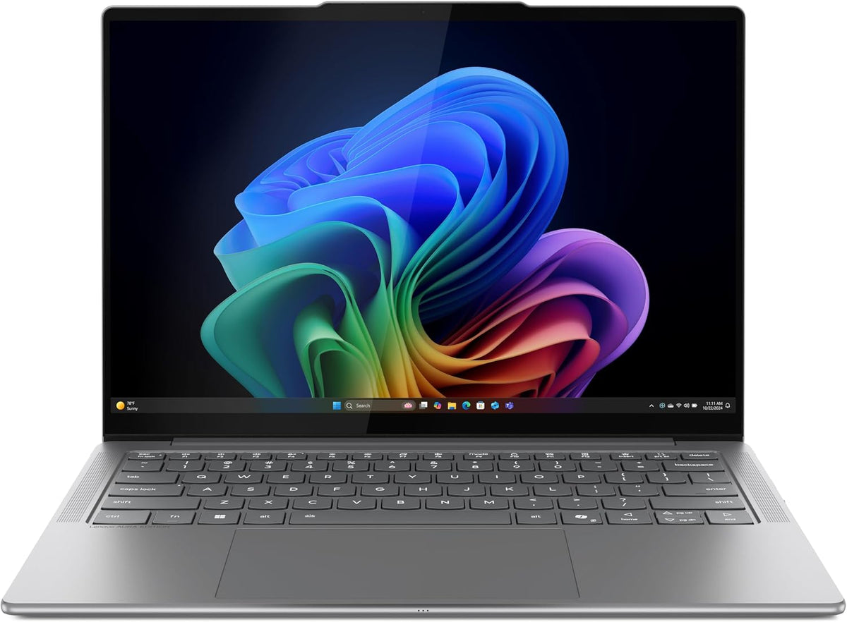 Lenovo Slim 7i Aura Edition laptop with 14-inch WUXGA OLED display, 16GB RAM, 1TB storage in Luna Grey color