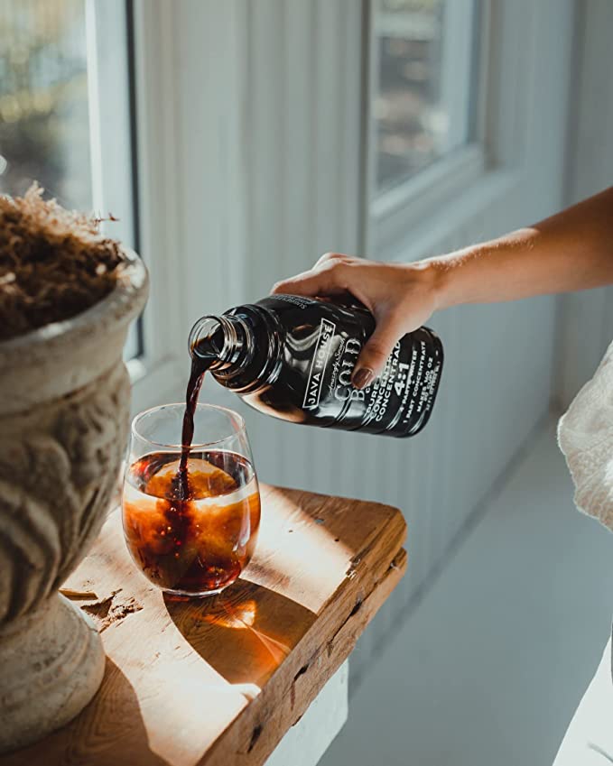 Java House cold brew concentrate bottle with black label and yellow cap, ready for making refreshing cold coffee drinks.