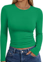 Trendy Queen women's long sleeve T-shirt featuring fall fashion Y2K style, basic and trendy for casual wear.