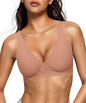 OEAK women's wireless jelly bralette with deep V neckline, comfortable push-up design, perfect for T-shirts and casual wear.