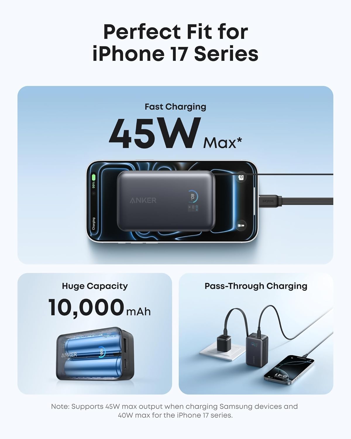 Anker Nano Power Bank 10K with built-in retractable USB-C cable, compact 45W portable charger for smartphones and devices.