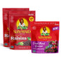 Sun-Maid dried fruit bundle with California sun-dried raisins and mixed berries in resealable bags.