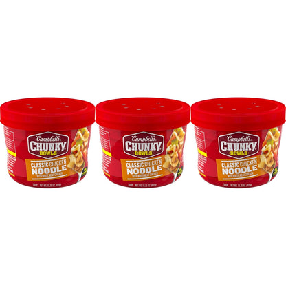Campbell’s Chunky Chicken Broccoli Cheese Soup in an 18.8 oz can showing the soup with chicken, broccoli, and cheese in a bowl