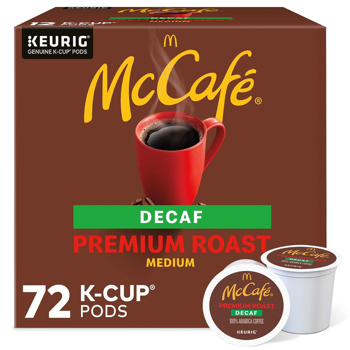 McCafe premium roast decaf K-Cup coffee pods, medium roast, single serve Keurig compatible, 84 count box
