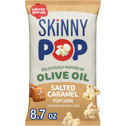 BACKUPMYFILESNOW® SkinnyPop White Cheddar gluten-free popcorn in an 8 oz bag, whole grain snack with cheesy flavor and crispy texture.