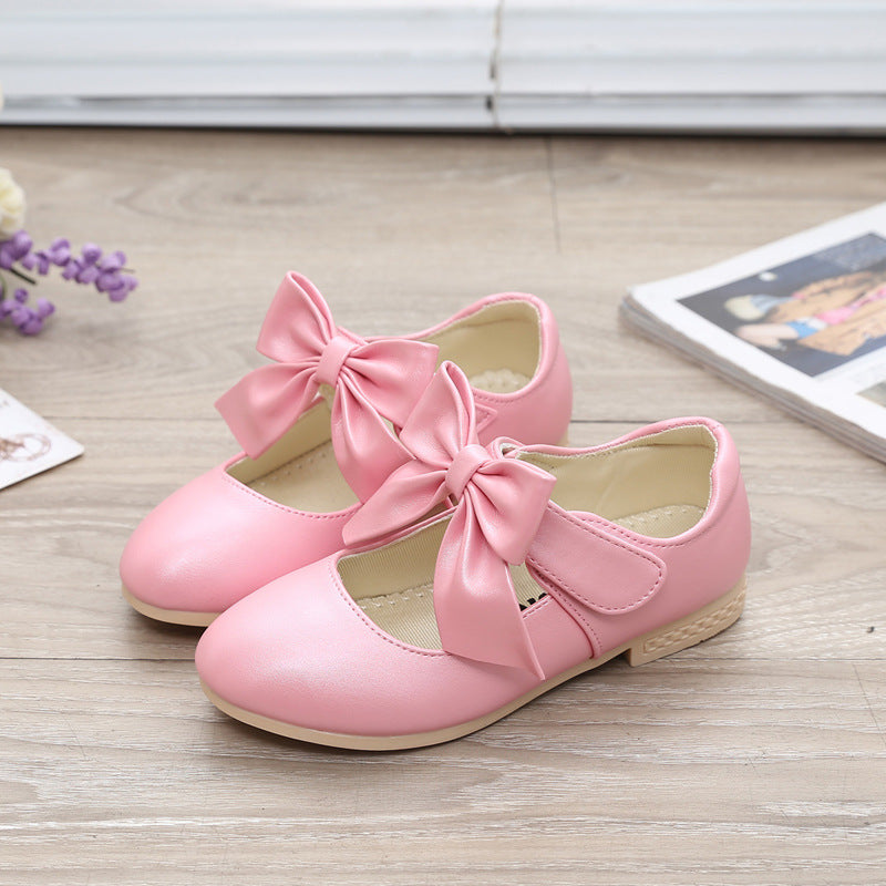 White leather girls’ princess shoes with bowknot detail by My Store