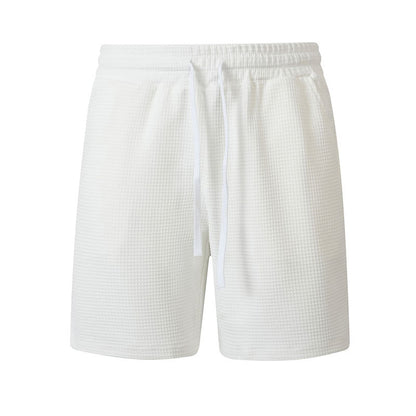 Men's casual waffle-weave shorts with drawstring and pockets by My Store