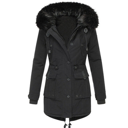 Women's fleece-lined thickened cotton padded winter clothing, front view