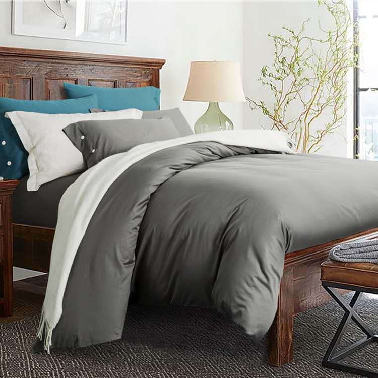 Solid-color four-piece long-staple cotton bedding set, 60-count satin weave, all cotton