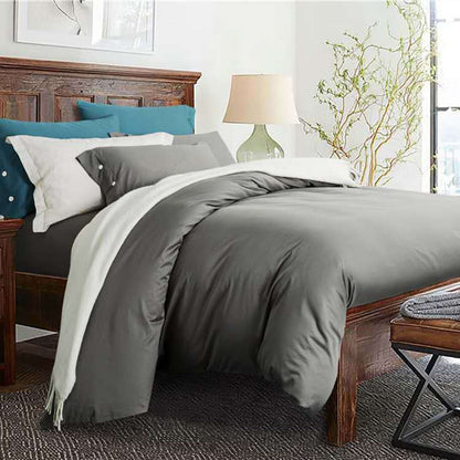 Solid-color four-piece long-staple cotton bedding set, 60-count satin weave, all cotton