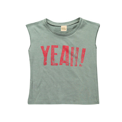 Children's sleeveless t-shirt by My Store displayed flat, showing the front design and arm openings