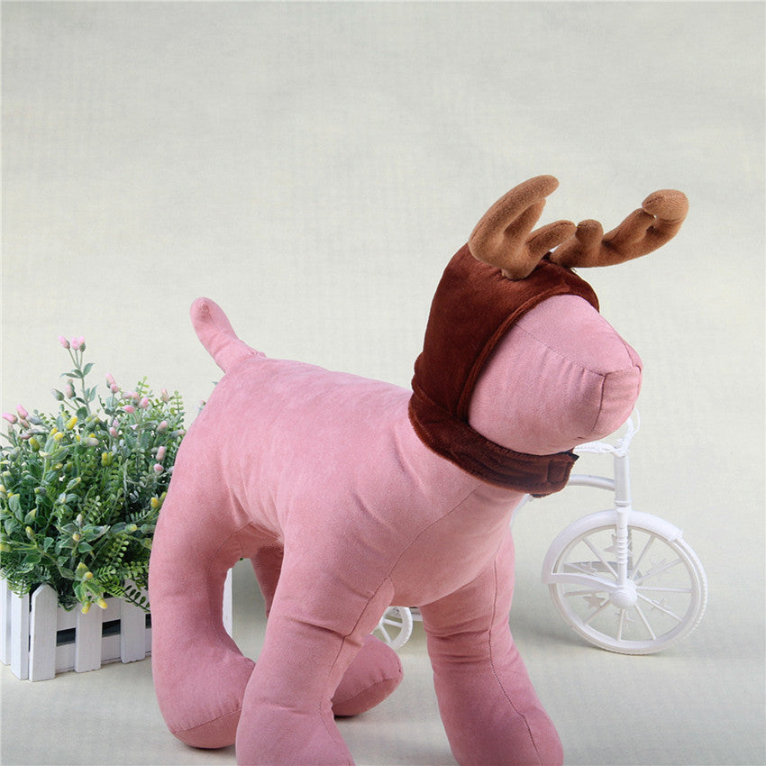 Teddy dog and cat antlers pet costume accessory, brown plush antler design