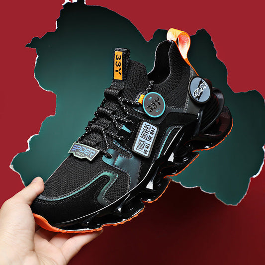 Hollow blade shock absorption sports shoes with breathable flying woven upper and casual summer design