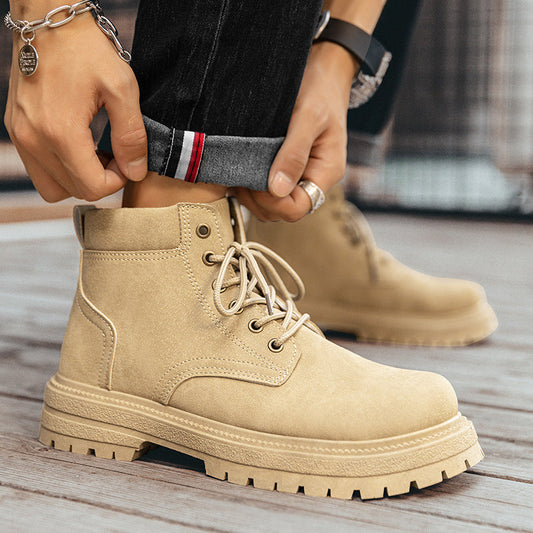 Men's casual Dr Martens boots in a classic all-match design, shown from the side