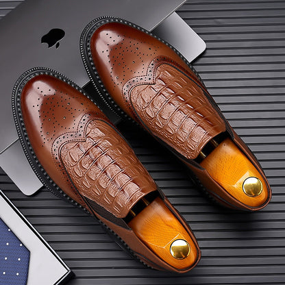 Men's casual dress slip-on leather shoes in a classic design