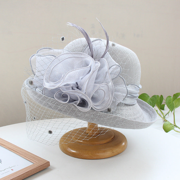Banquet flower top hat with curled brim, decorative floral sun hat from My Store