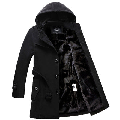 Cozy cotton chic coat from BACKUPMYFILESNOW® featuring a stylish design and soft fabric, shown hanging on a wooden hanger.