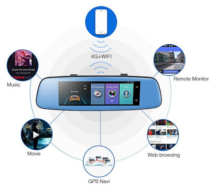 8-inch 4G Android cloud mirror driving recorder with touchscreen display and rearview mirror design