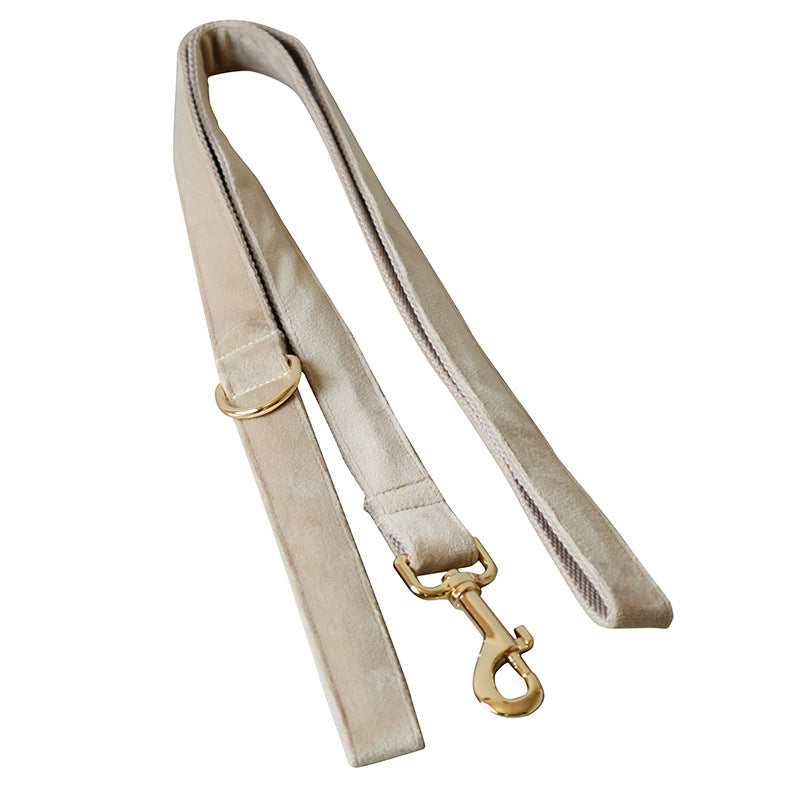 Nude velvet pet collar by My Store, soft textured fabric with adjustable buckle and secure D-ring