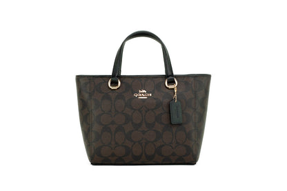 Coach CA613 Alice small brown and black crossgrain leather satchel crossbody bag with convertible strap and compact design
