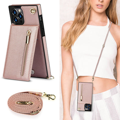 Zipper crossbody phone case with adjustable strap and zippered pocket