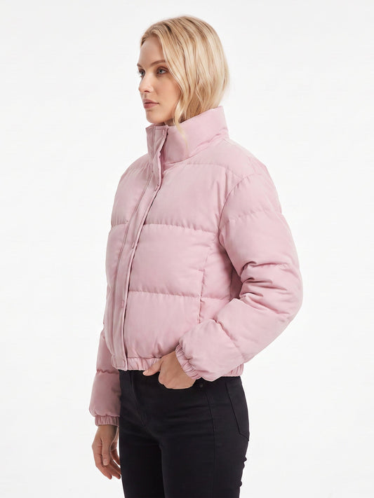 Women's winter cotton coat with short vertical collar, casual European and American style, in a small bread silhouette