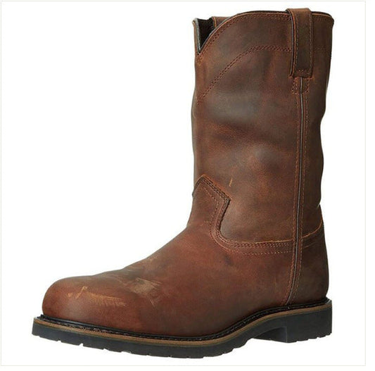 Retro tea-colored men's versatile casual boots in a classic ankle-high design