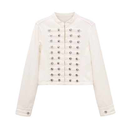 Womens Distressed Vintage Buttoned Denim Jacket