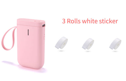 Small portable handheld printer, compact white design with paper roll slot and control button