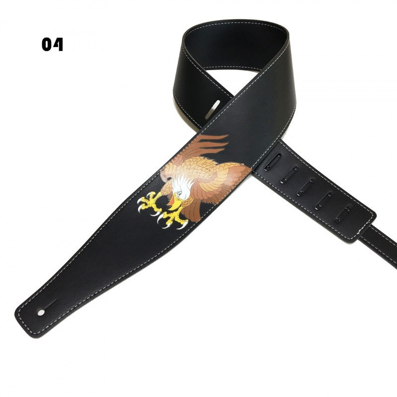 Color printing folk guitar shoulder strap musical instrument accessory, patterned fabric strap shown flat