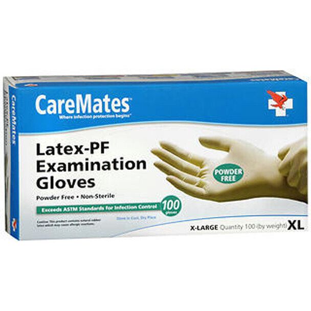 CareMates Latex Exam Gloves Powder Free Non Sterile  X- Large 100Ct