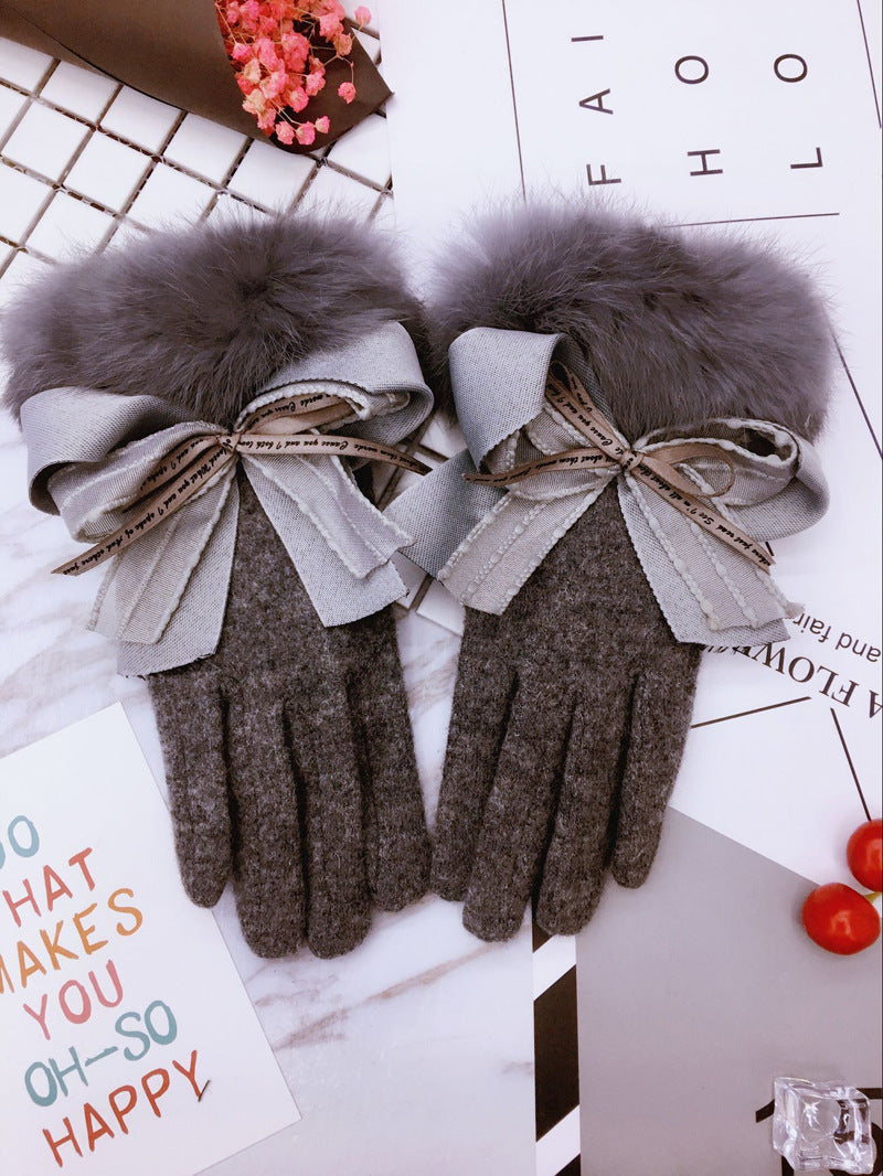 Cute warm touch screen thickened warm finger gloves in a soft, cozy design