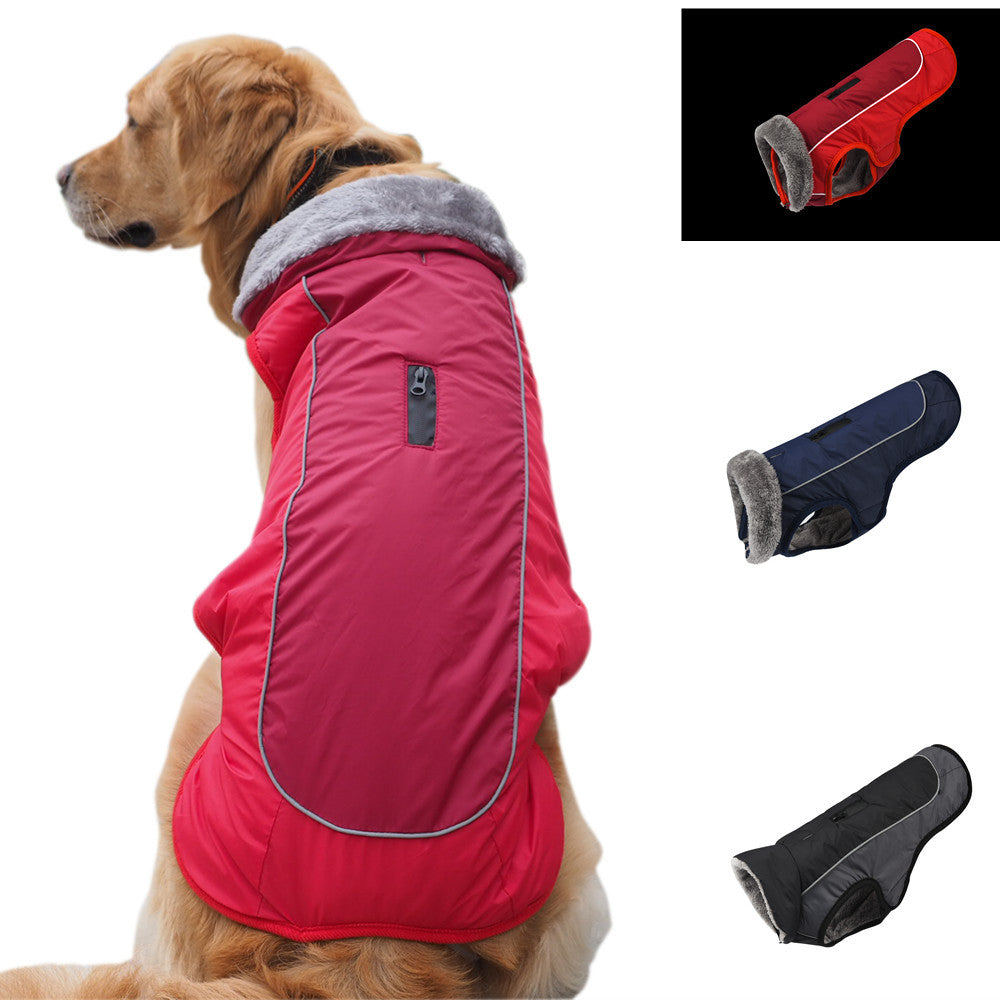 Thickened reflective padded dog coat for winter warmth and visibility